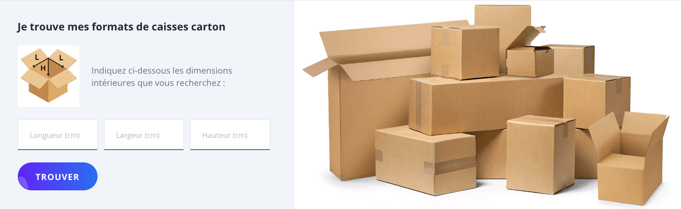 Notre moteur de recherche de caisses et boîtes au plus près de vos produits